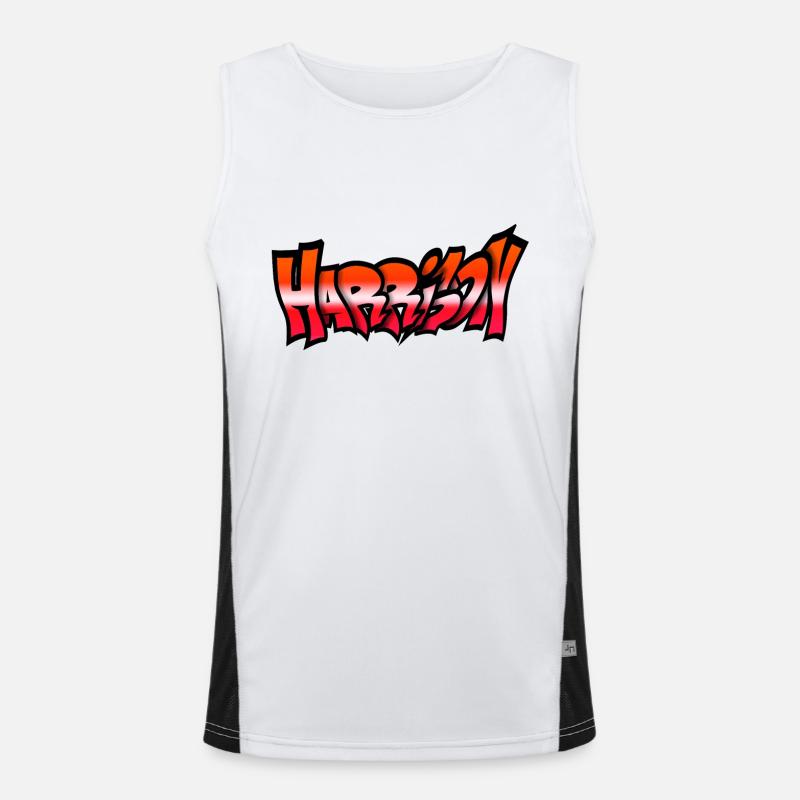 Harrison GRAFFITI NAME rot Funktionelles Kontrast-Tank Top für Männer 