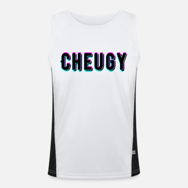 Cheugy - Men's Functional Contrast Tank Top  - white/black
