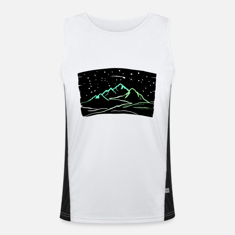 mountain magic, mountains under night sky, hiking, mountain Men's Functional Contrast Tank Top 