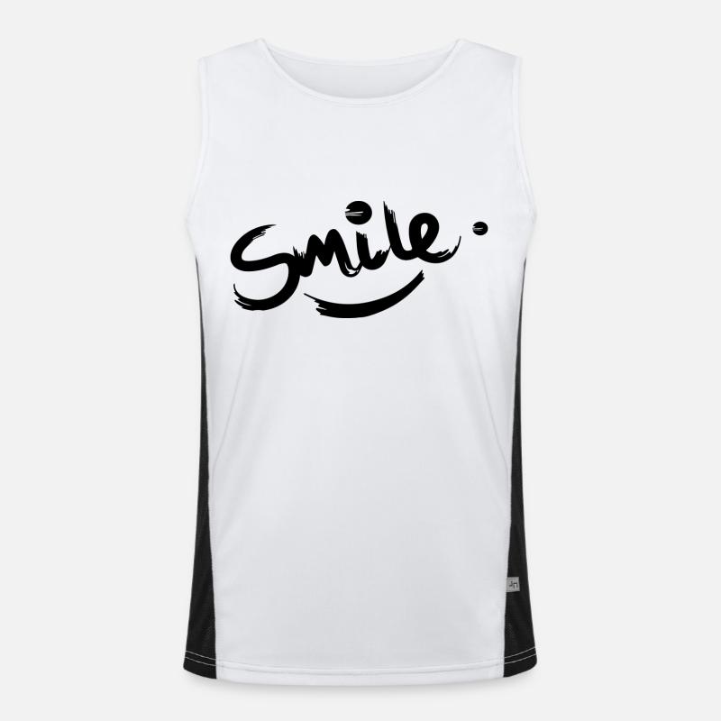 Smile, sayings, Men's Functional Contrast Tank Top 