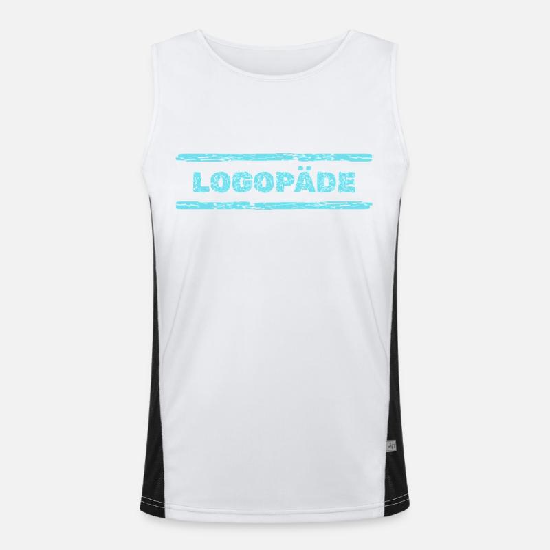 Logopaede - Men's Functional Contrast Tank Top - white/black