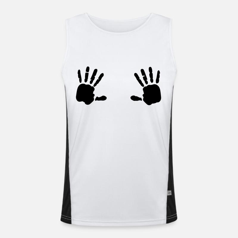 Handabdruck Brüste Breast 1c Funktionelles Kontrast-Tank Top für Männer 