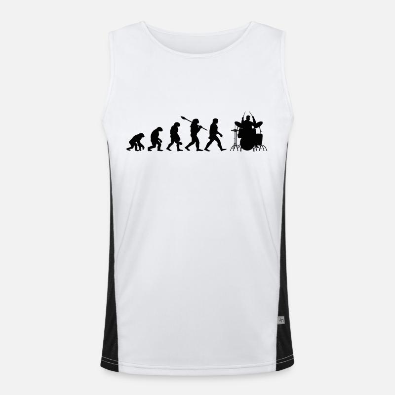 Evolution Drummer Player Drummer Player Geschenk Funktionelles Kontrast-Tank Top für Männer 