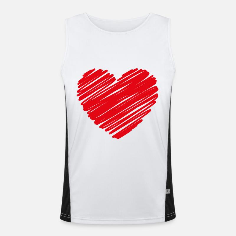 Heart Scribble Red Men's Functional Contrast Tank Top 