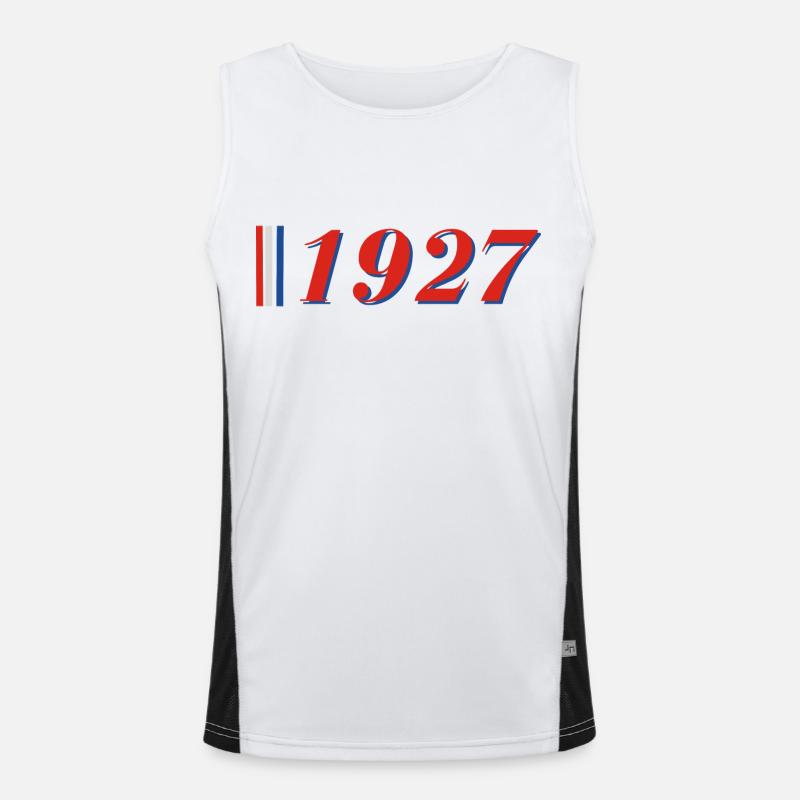 Year 1927 - Men's Functional Contrast Tank Top  - white/black