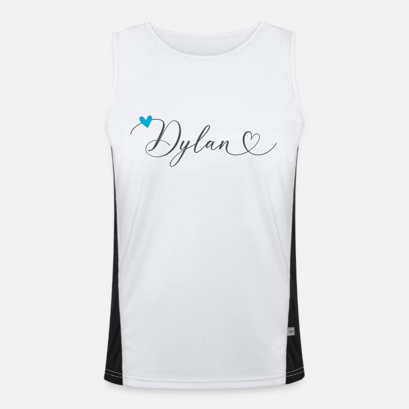Dylan Surname First name Calligraphy Heart Men's Functional Contrast Tank Top 