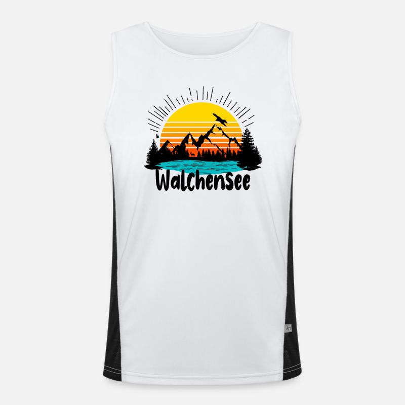 Walchensee Berge Funktionelles Kontrast-Tank Top für Männer 