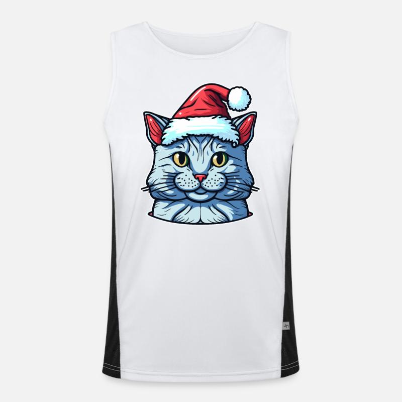 Beau dessin de chaton de Noël, l’Avent idéal Débardeur respirant contrasté Homme 