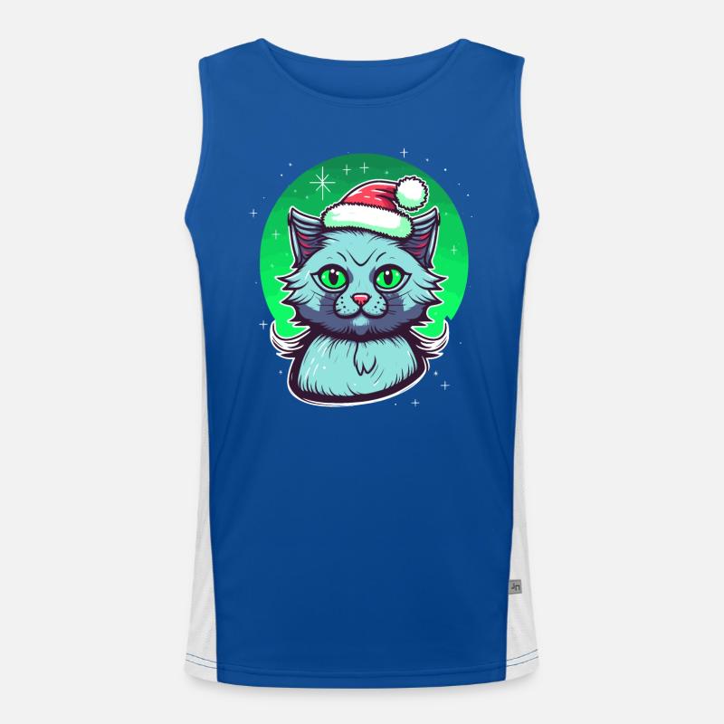 Atemberaubendes Kätzchen mit Weihnachtsmannmütze Funktionelles Kontrast-Tank Top für Männer 