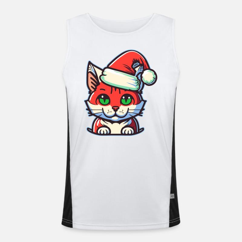 Wunderschönes Weihnachtskatzendesign, ein ausgezeichneter Weihnachtsmann Funktionelles Kontrast-Tank Top für Männer 