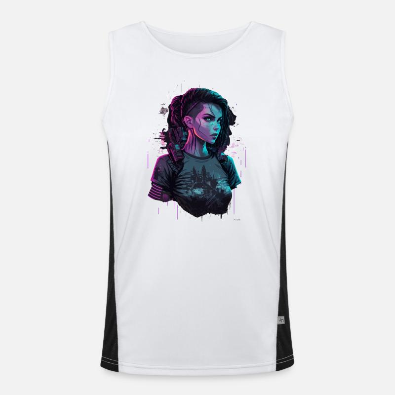Atemberaubendes Design eines schönen futuristischen Mädchens Funktionelles Kontrast-Tank Top für Männer 