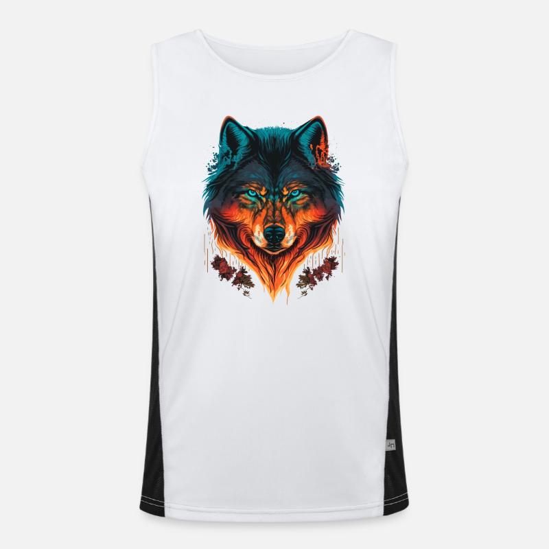 Wolf Illustration for every Forest Lovers Men's Functional Contrast Tank Top 