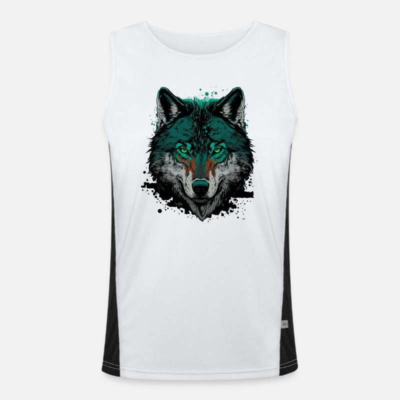 A Wolf Head Design for every Wolf Lovers Men's Functional Contrast Tank Top 