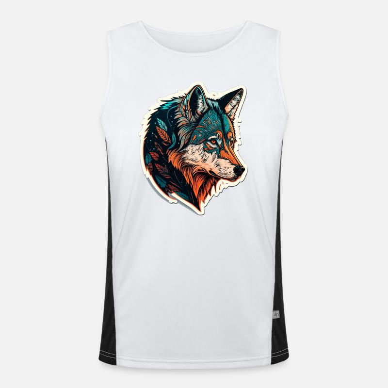 A Wolf Digital Illustration as the Fabulous Gift Men's Functional Contrast Tank Top 