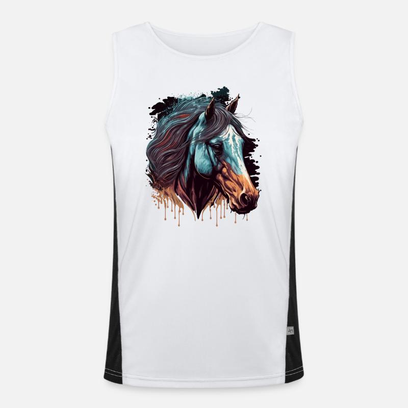 Horse Artwork Men's Functional Contrast Tank Top 
