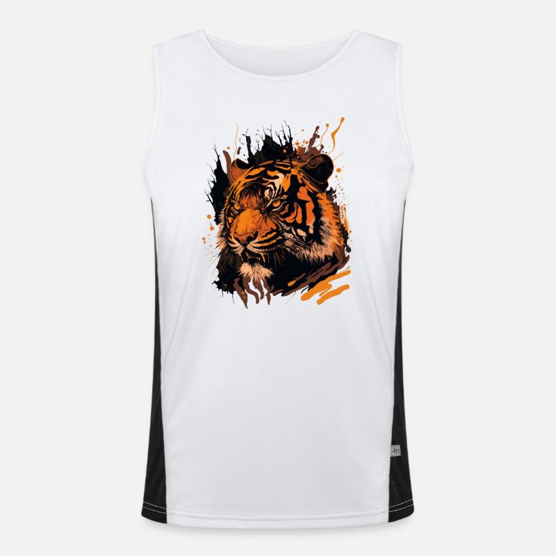 Tiger showing Teeth Men's Functional Contrast Tank Top 