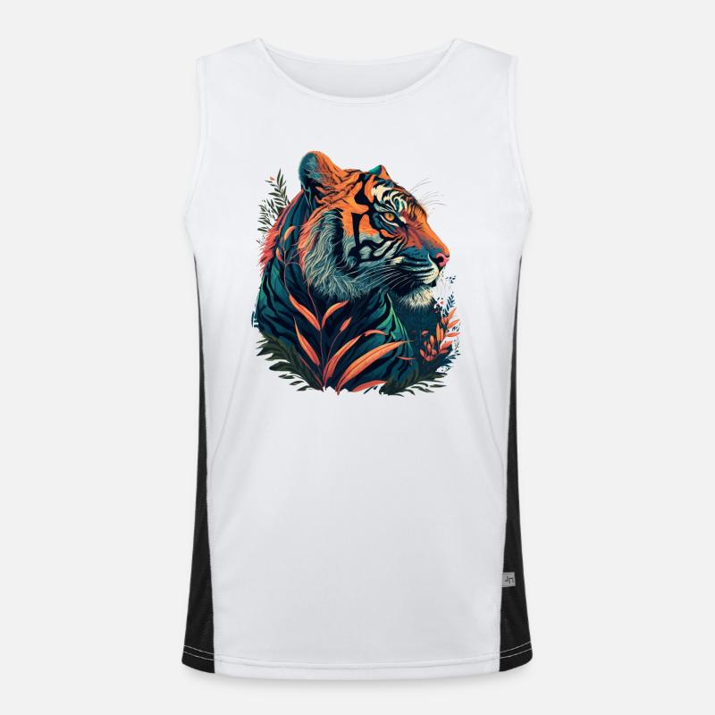 Orange Tiger Funktionelles Kontrast-Tank Top für Männer 