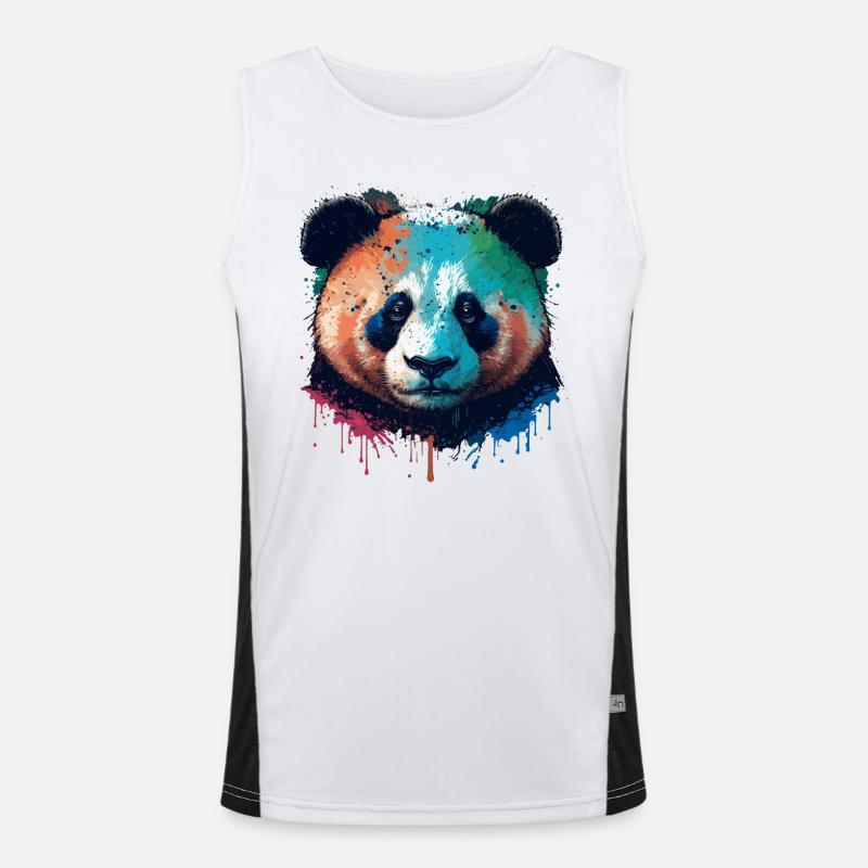 Colerful Panda Bear Head Men's Functional Contrast Tank Top 