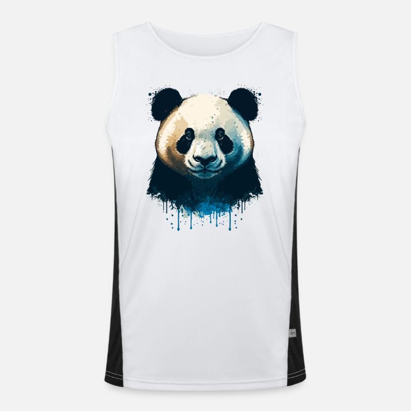 Panda Panda - Men's Functional Contrast Tank Top  - white/black