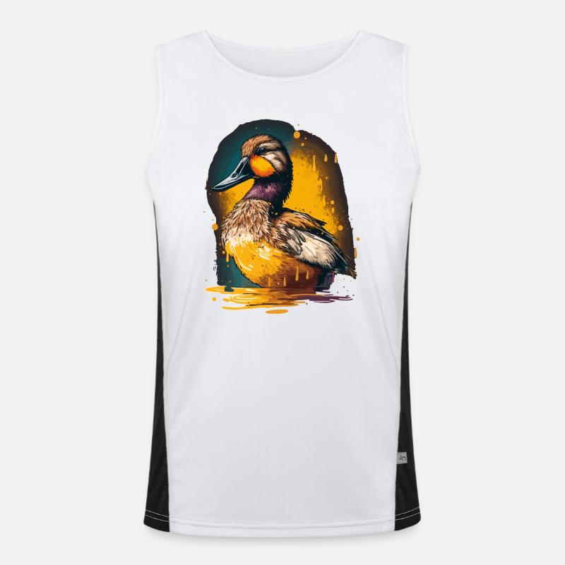 Colorful Duck Illustration Men's Functional Contrast Tank Top 