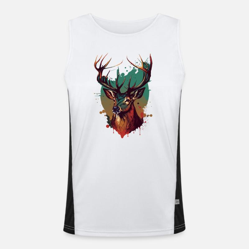 Funny Dear Head - Men's Functional Contrast Tank Top  - white/black