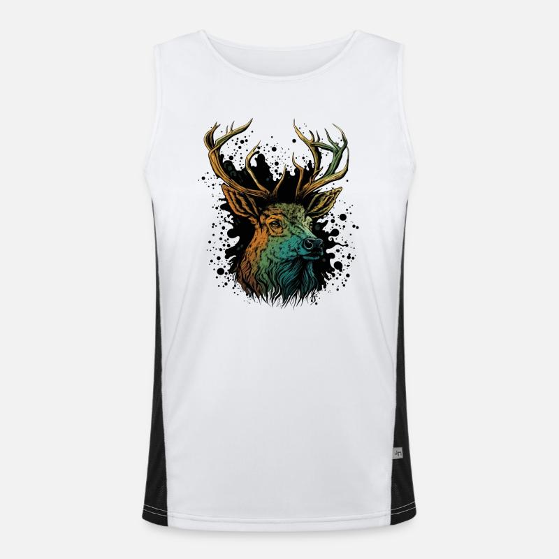 Antlers Head Men's Functional Contrast Tank Top 