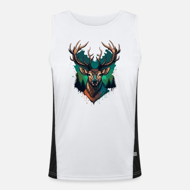 Hirsch Silhouette Funktionelles Kontrast-Tank Top für Männer 