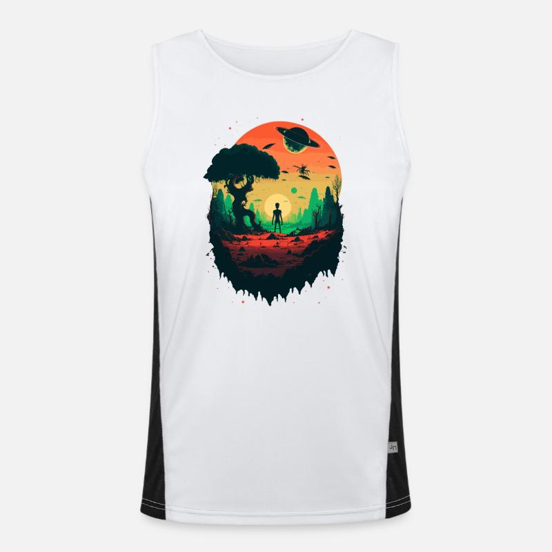 alien staring Men's Functional Contrast Tank Top 