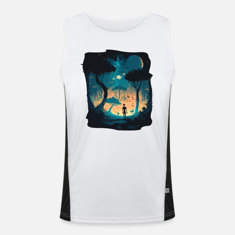 Cartoon Alien Funktionelles Kontrast-Tank Top für Männer 