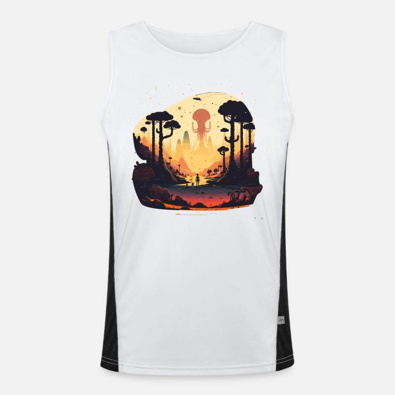 outer space - Men's Functional Contrast Tank Top  - white/black