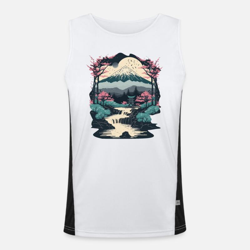 Japanes River mit Berg Funktionelles Kontrast-Tank Top für Männer 
