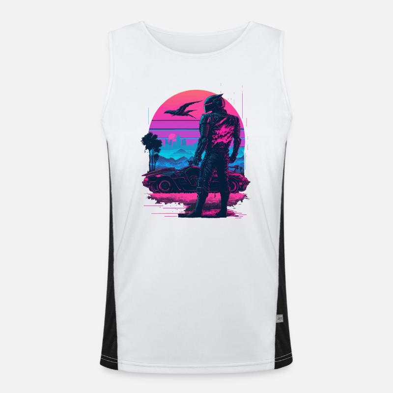 Futuristic Vaperwave Men's Functional Contrast Tank Top 