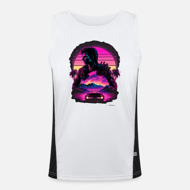 Synthwave-Kunst Funktionelles Kontrast-Tank Top für Männer 