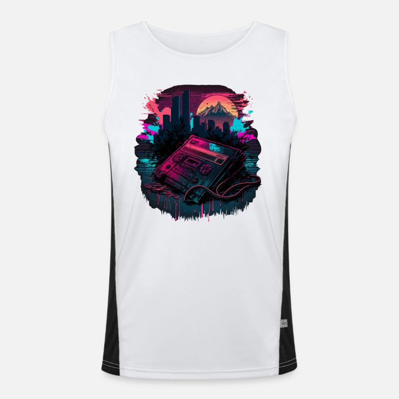 Vaperwave Kassette Funktionelles Kontrast-Tank Top für Männer 