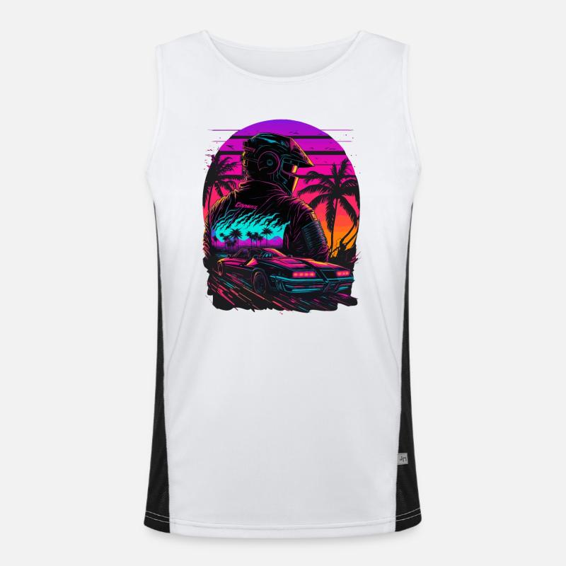Miami Beach Vaperwave Funktionelles Kontrast-Tank Top für Männer 