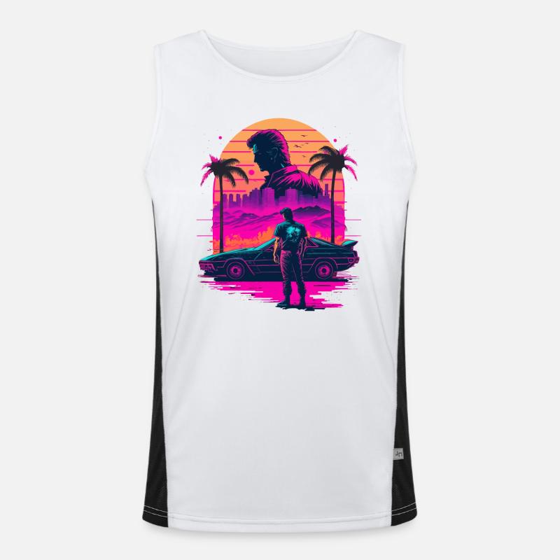Retro Vaperwave Men's Functional Contrast Tank Top 