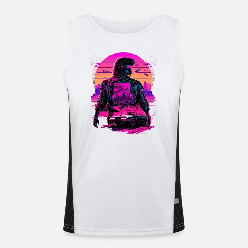 Futuristic Synthwave - Men's Functional Contrast Tank Top  - white/black