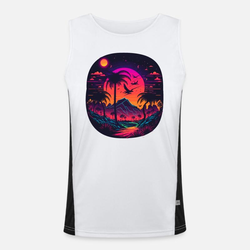 Synthwave - Men's Functional Contrast Tank Top  - white/black