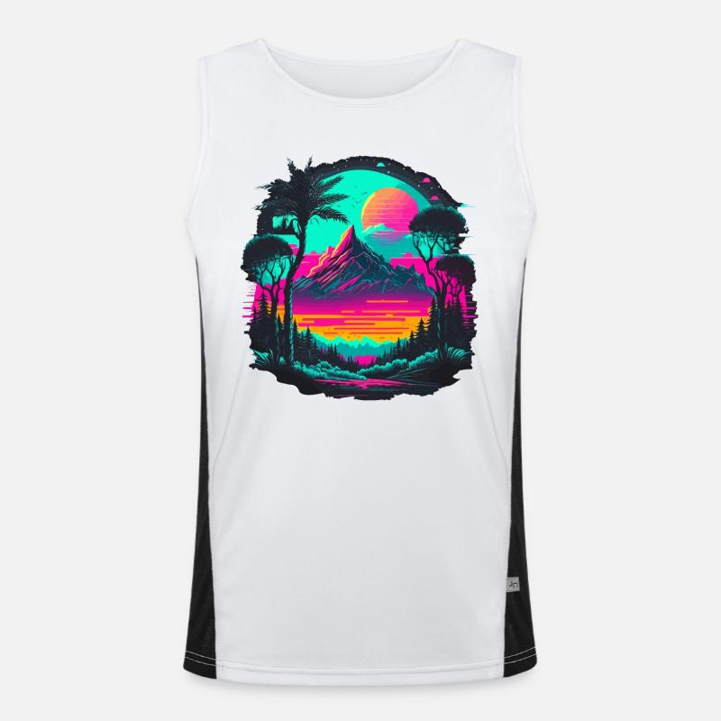 Blue Vaporwave Men's Functional Contrast Tank Top 
