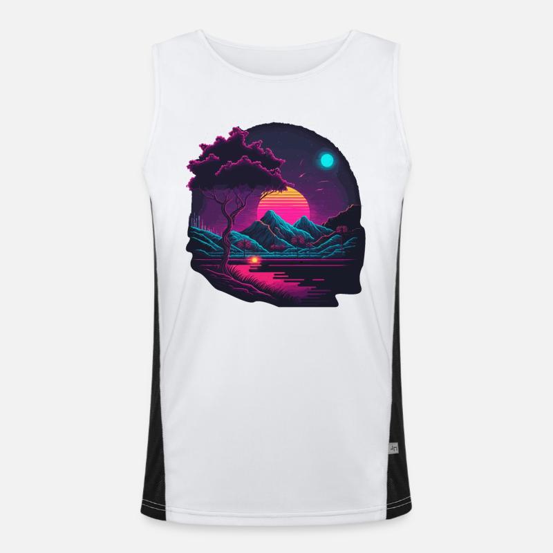 Retro Sunrise Men's Functional Contrast Tank Top 