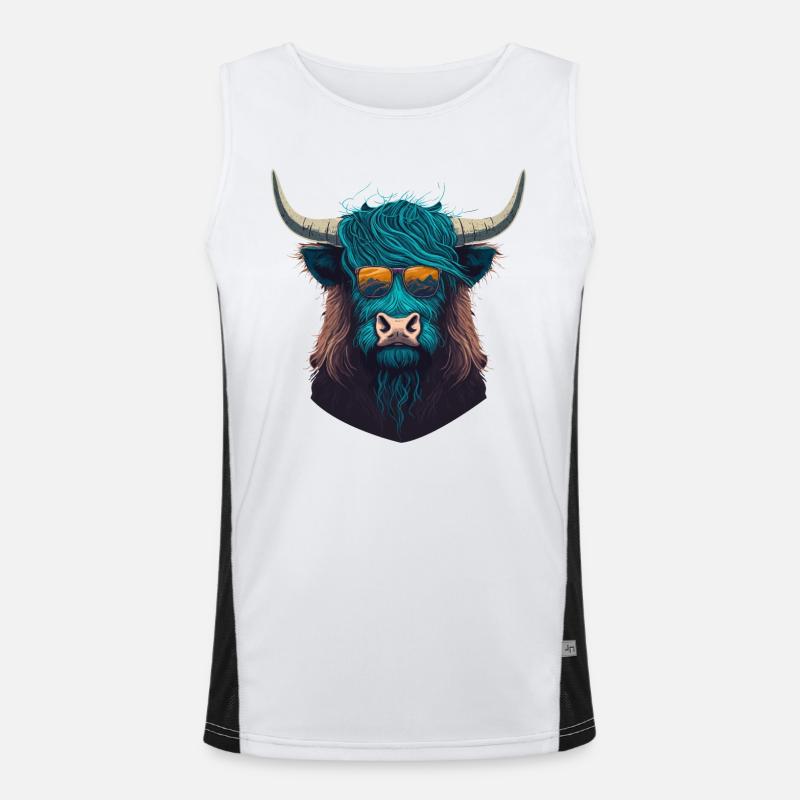 Yak with Sunclasses Men's Functional Contrast Tank Top 