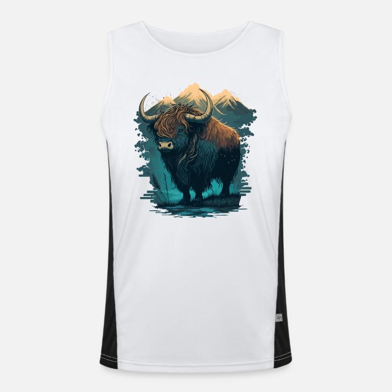 Yak Artwork Men's Functional Contrast Tank Top 