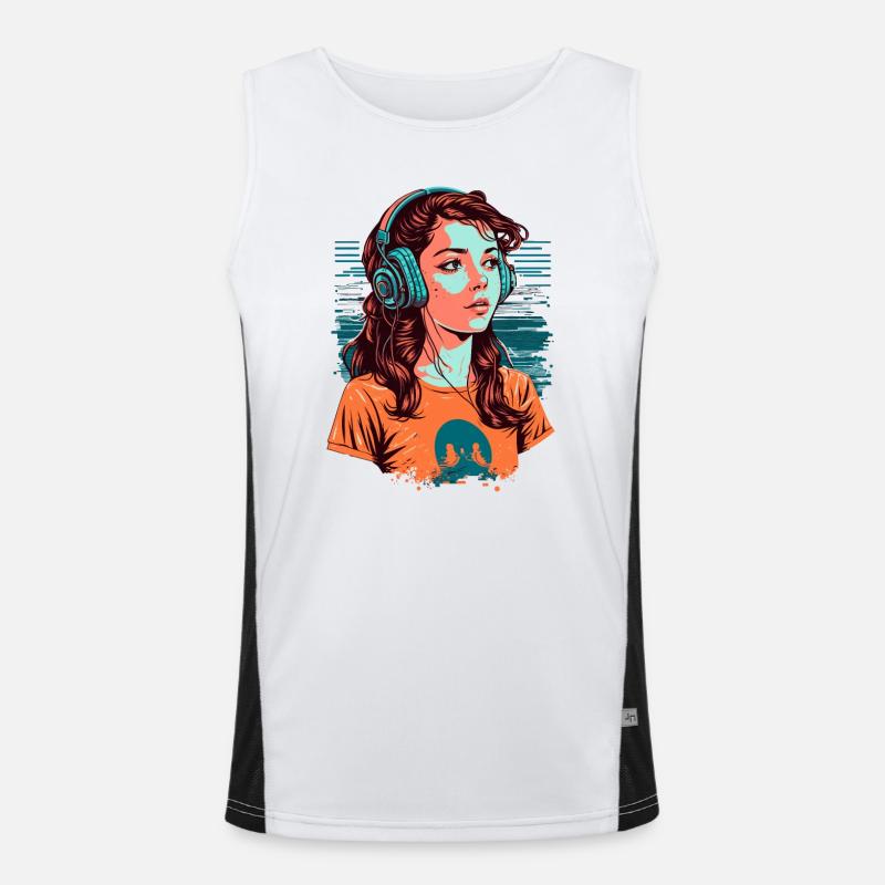 Lo-Fi Mädchen Funktionelles Kontrast-Tank Top für Männer 