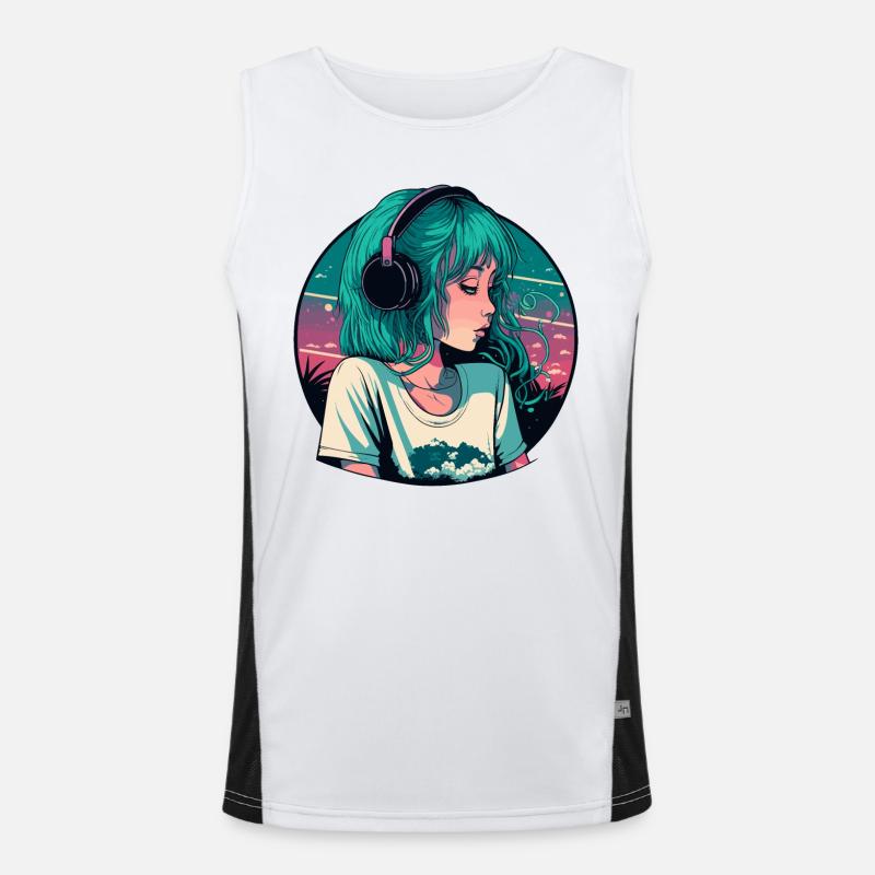 Süßes Lo-Fi-Mädchen Funktionelles Kontrast-Tank Top für Männer 