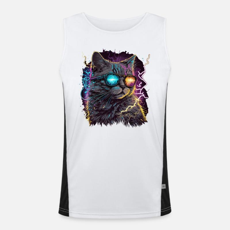 Vaperwave Thunder Storm Cat Débardeur respirant contrasté Homme 