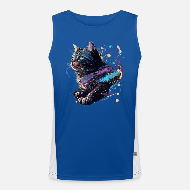 Cat Artwork Men's Functional Contrast Tank Top 