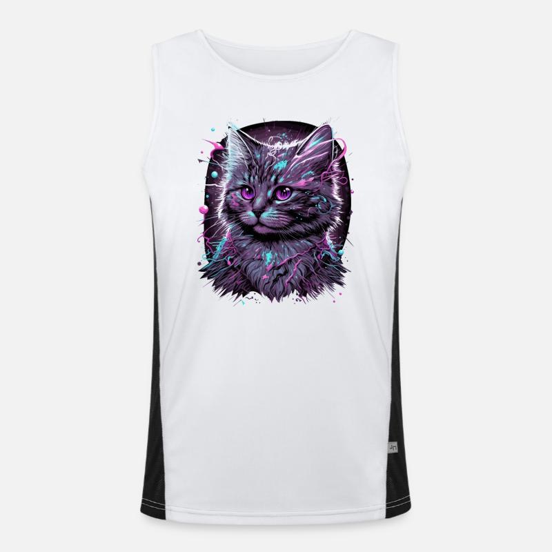 Anime Cat Men's Functional Contrast Tank Top 