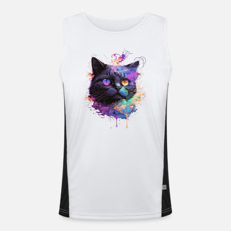 Illustration de chat coloré Débardeur respirant contrasté Homme 
