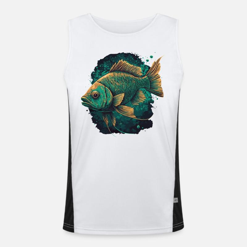 Fisch Kunstwerk Funktionelles Kontrast-Tank Top für Männer 