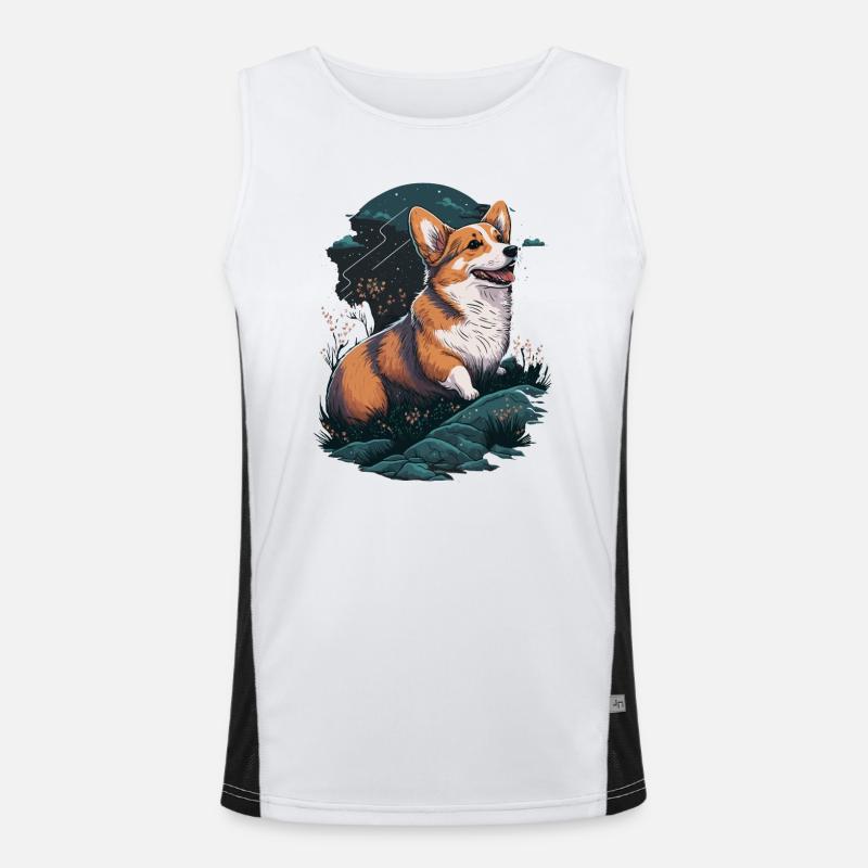 Corgi avec les fleurs Débardeur respirant contrasté Homme 